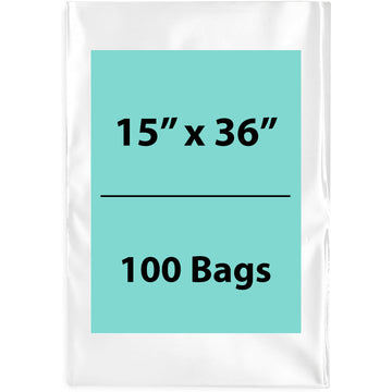 Clear Poly Bags 2 Mil Size: 15 inch (width) X 36 inch (Height) Pack of 100 Bags